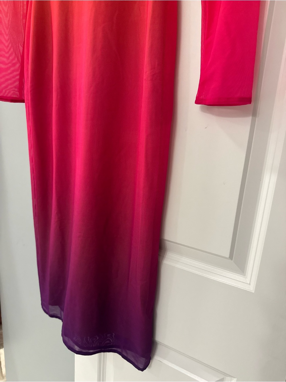 The Drop Ombre Mesh Bodycon Midi Dress Pink Purple Long Sleeve Women’s XXS NWT - Picture 7 of 9